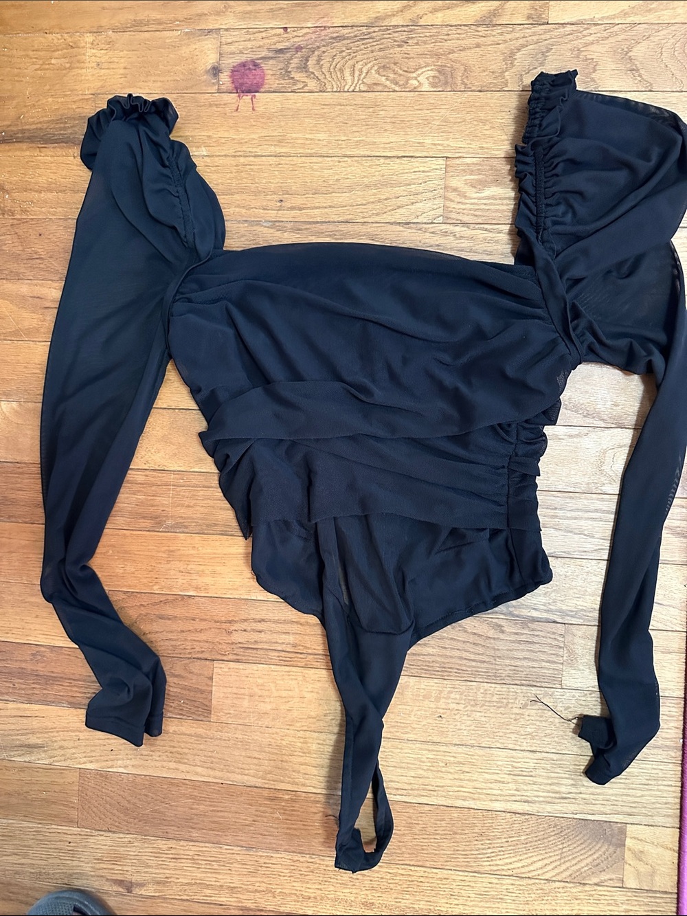 Fashion Nova Black Ruffled Long Sleeve Bodysuit